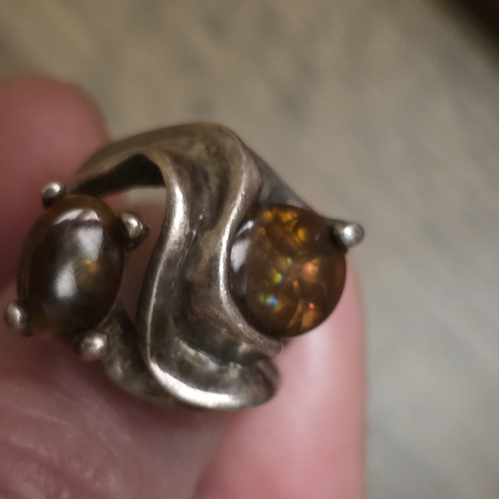 Stunning Vintage Avante Garde Sterling Silver Fire Agate Ring By Rancho Allegre - Picture 3 of 13